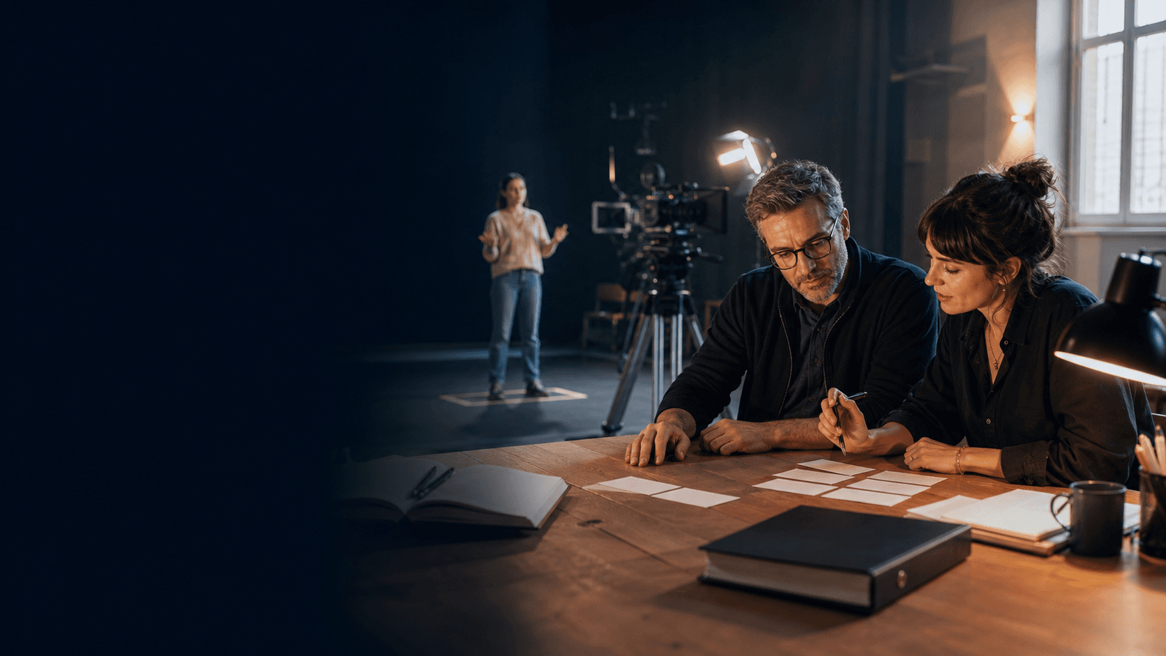 Illustrative production planning and casting team preparing an entertainment project